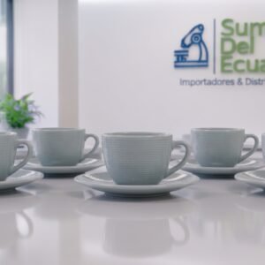 Juego de taza y plato para café de porcelana